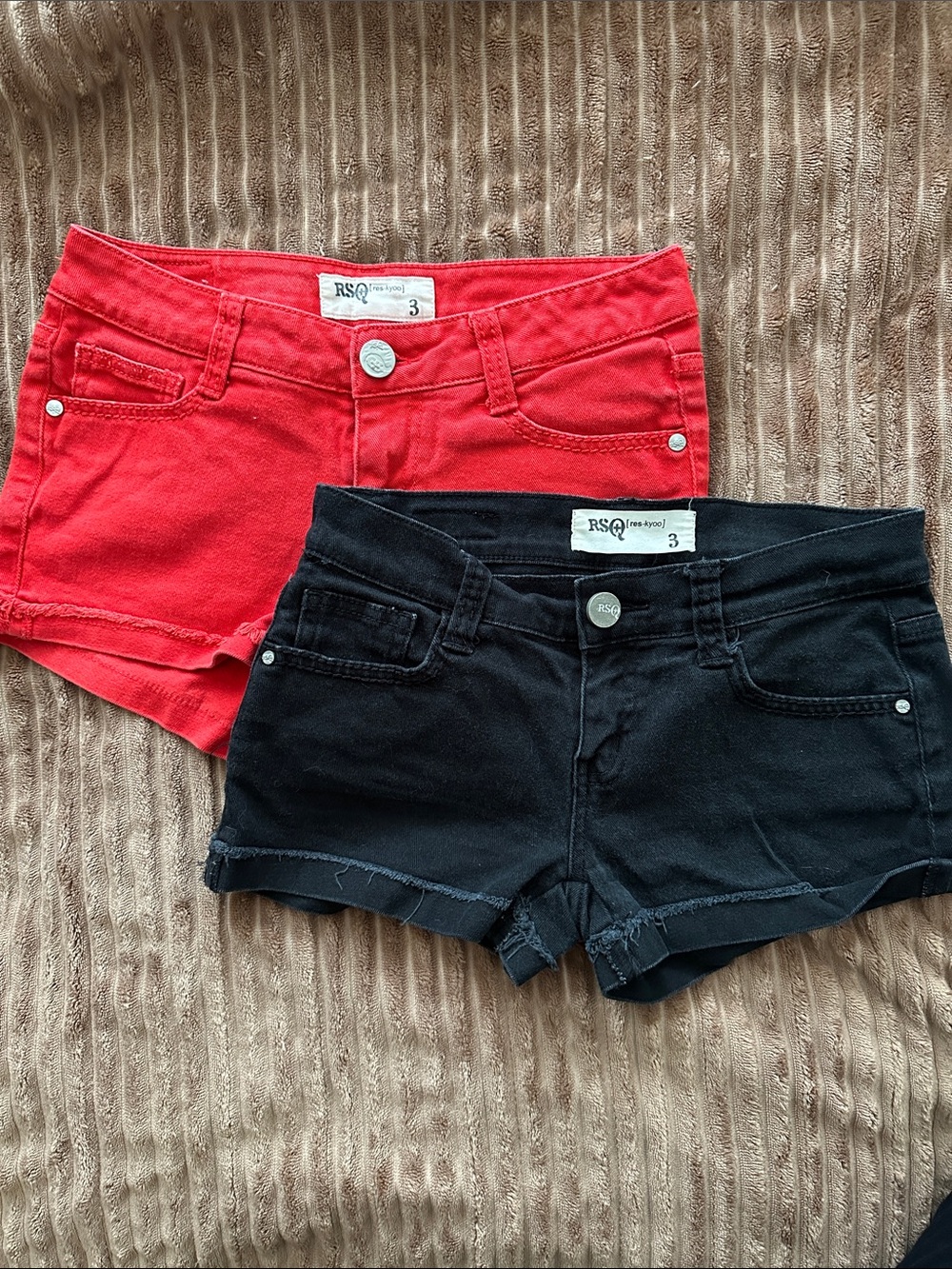 RSQ Juniors Red & Black Denim Shorts Duo - Girls' Casual Bottoms